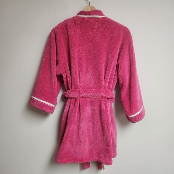 Kate Spade Size S/XS Plush Robe Short Wrap Pink Pockets Fleece Super Soft - Picture 5 of 14